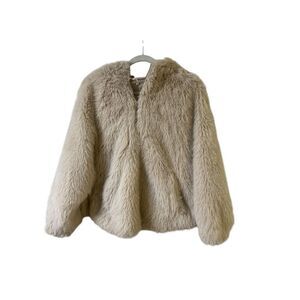 Anthropologie Free people pullover faux fur partial zip XS